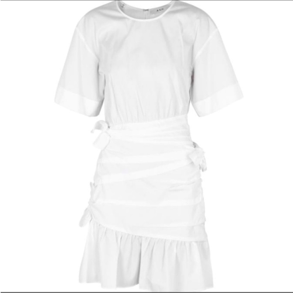 LN 🔥 A.L.C. Cassian Crewneck Short Sleeve Poplin Tie Mini-Dress Size 4